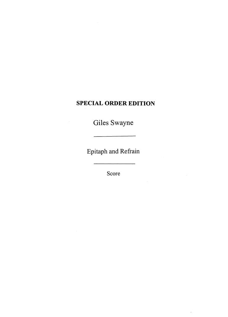 Epitaph And Refrain Op.89